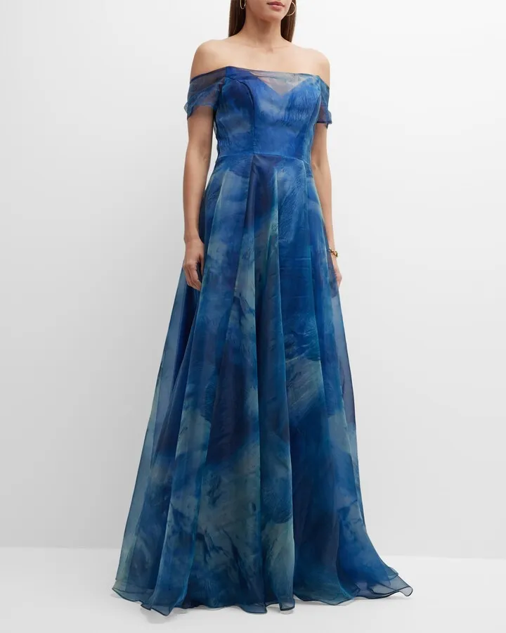 Off-Shoulder Organza A-Line Gown