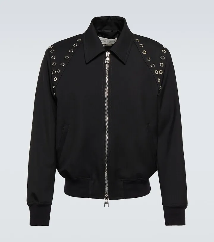 Embellished wool blouson jacket