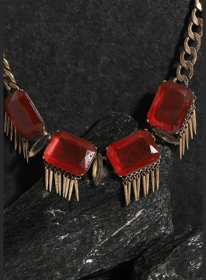 Gold Plated Designer Stone Party Necklace For Women