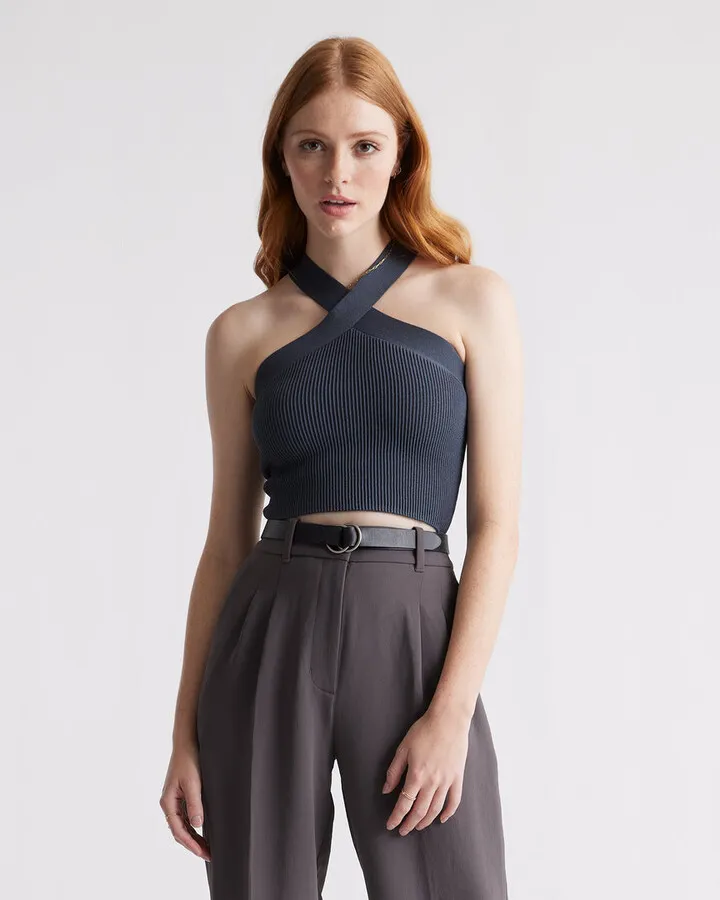 Cropped Halter Sweater Knit Tank