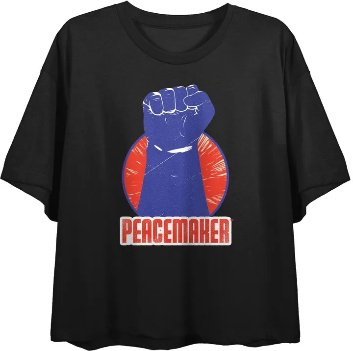 Peacemaker TV Series Violet Fist Juniors Black Graphic Tee-Small