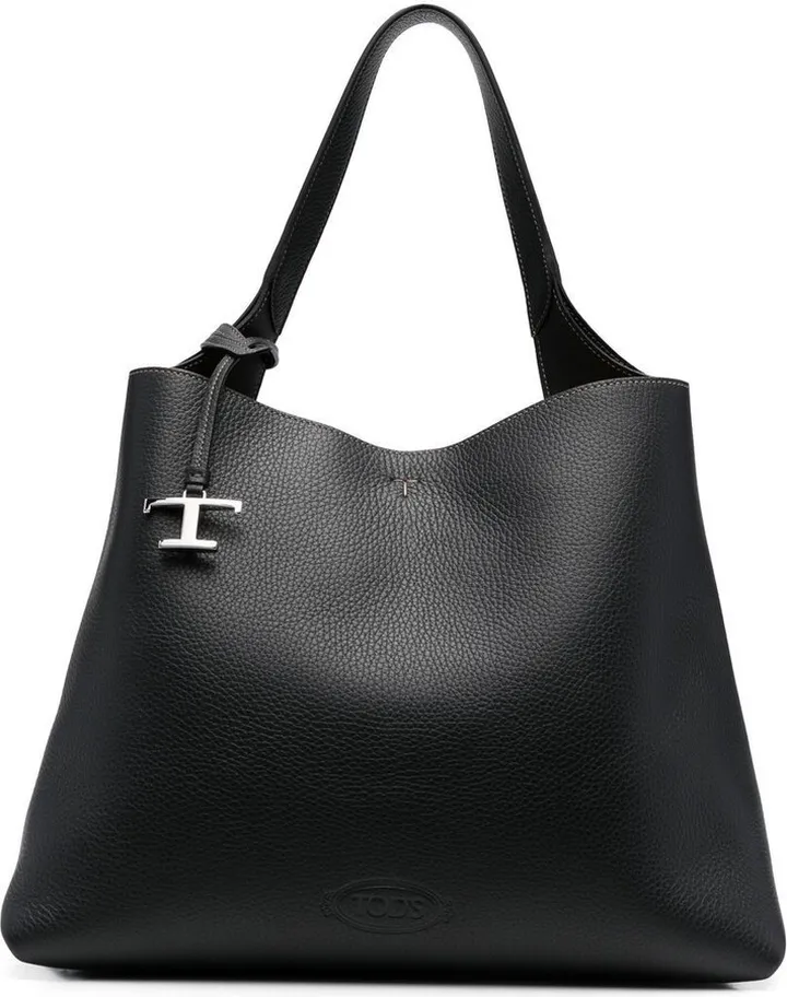 Black Medium Leather Tote Bag