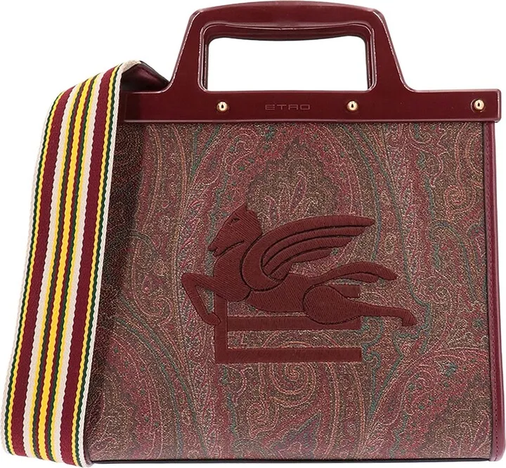 Handbag with Paisley print and embroidery on the front