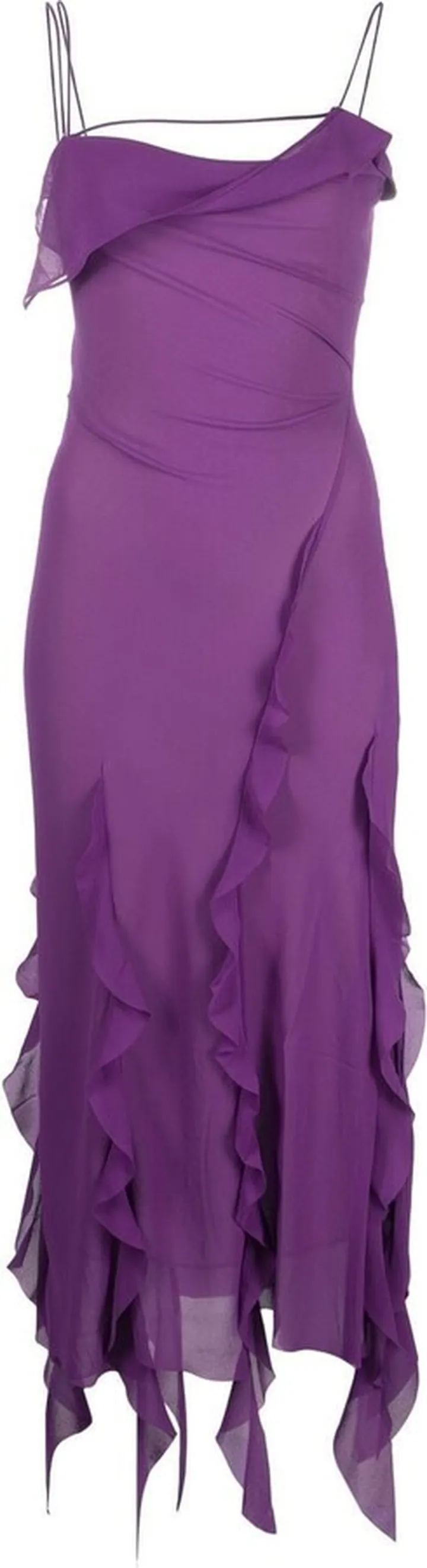Asymmetric Ruffled Midi Dress