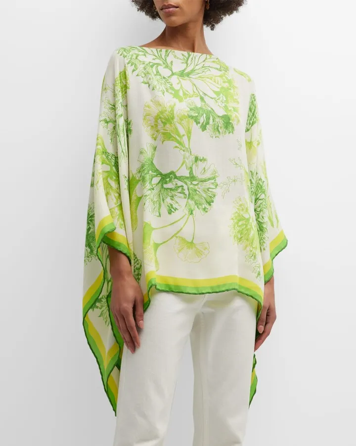 Coral Cashmere-Blend Poncho