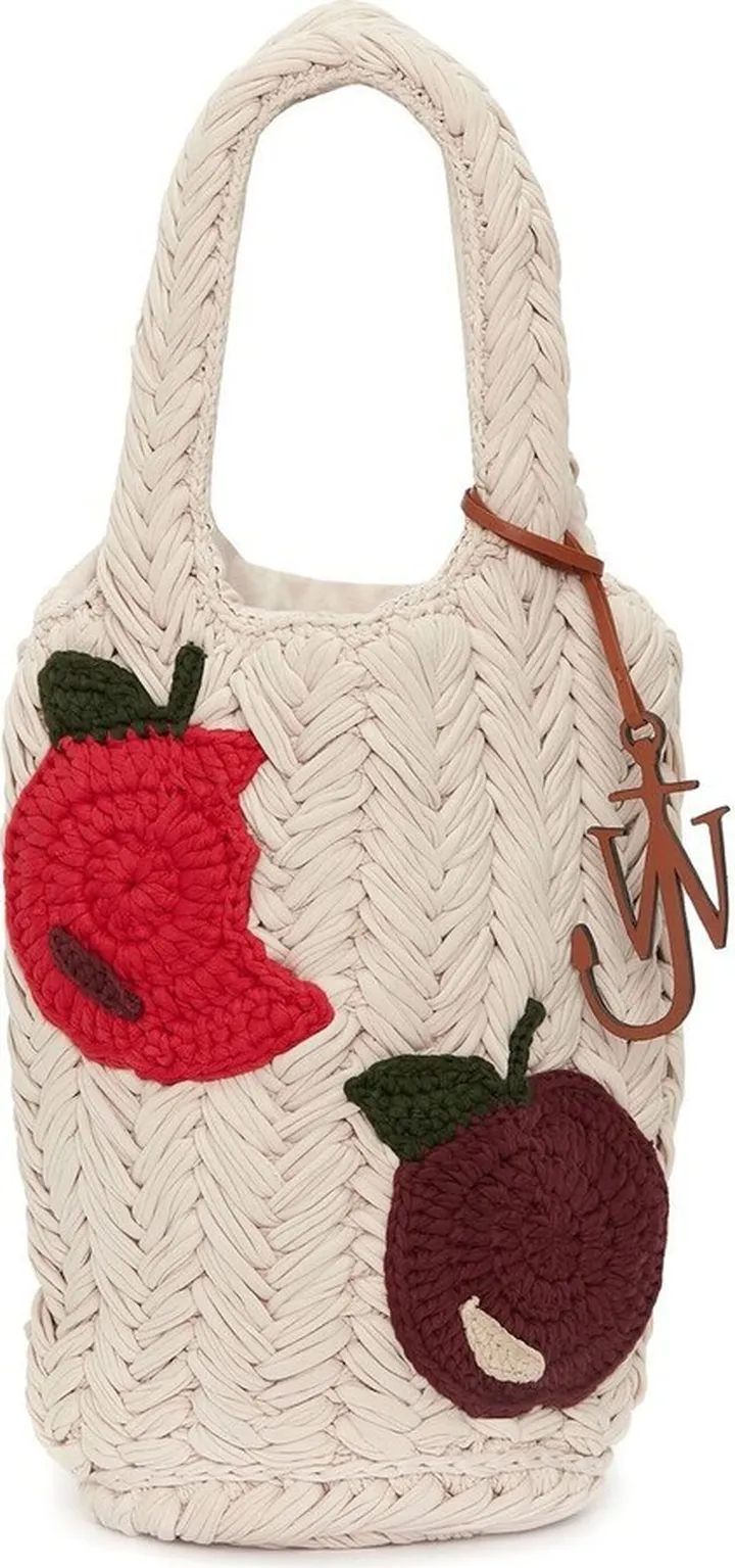 Cream Logo Detail Woven Tote Bag