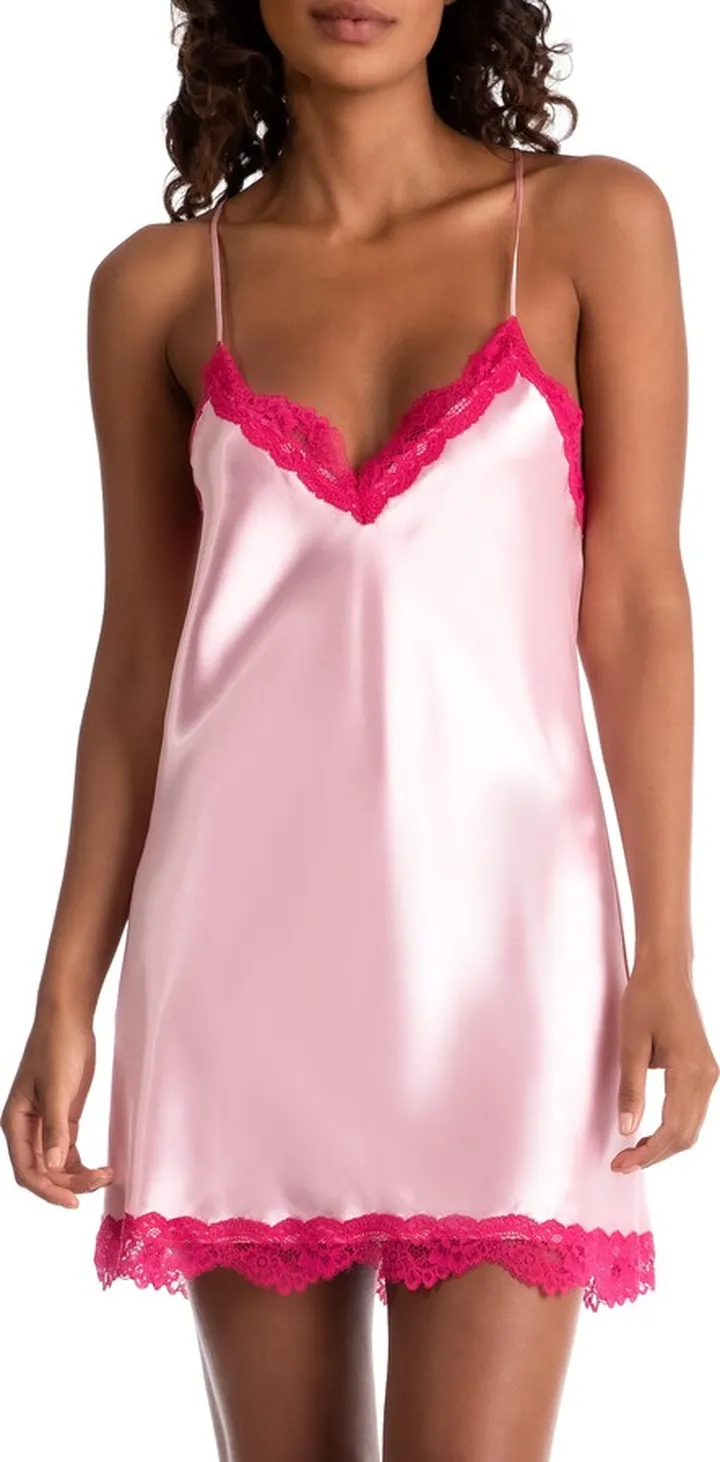 Felicity Lace Trim Satin Chemise