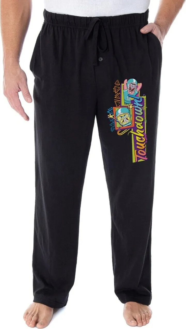 Nickelodeon Men's SpongeBob SquarePants Football Touchdown Pajama Pants (XL) Black
