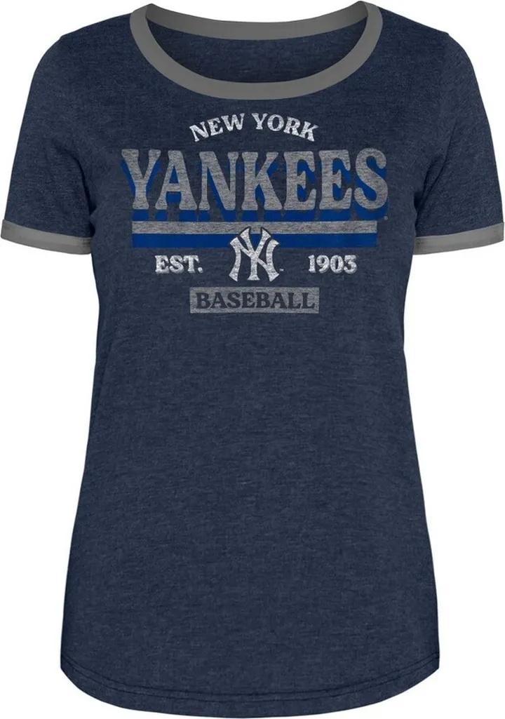 MLB New York Yankees Women's Heather Bi-Blend Ringer T-Shirt - M