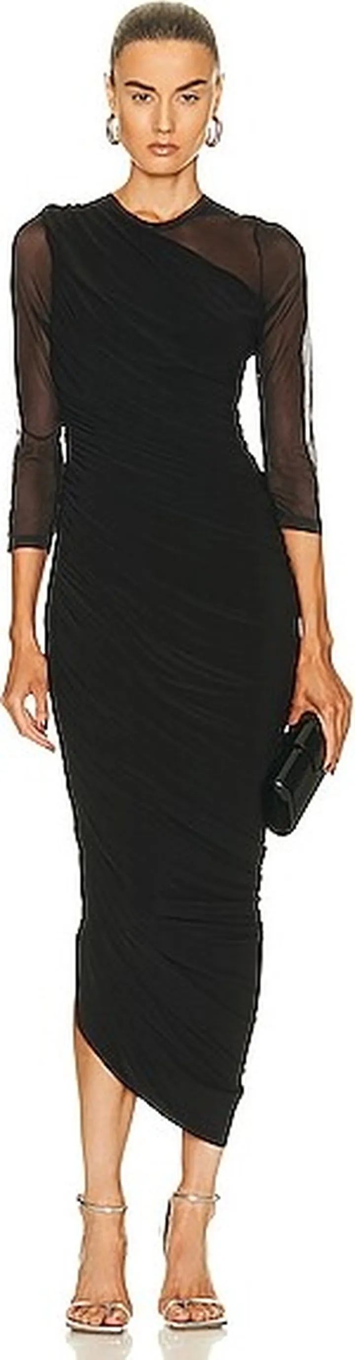 Norma Kamali Long Sleeve Diana Gown in Black
