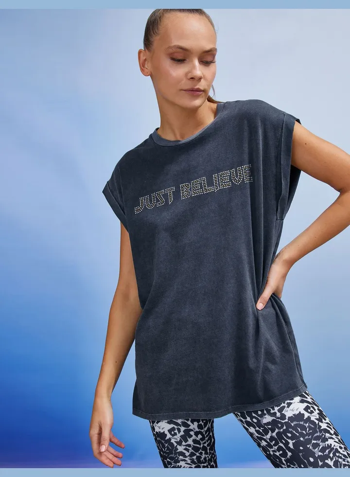 Jewel Embellished Sports T-Shirt