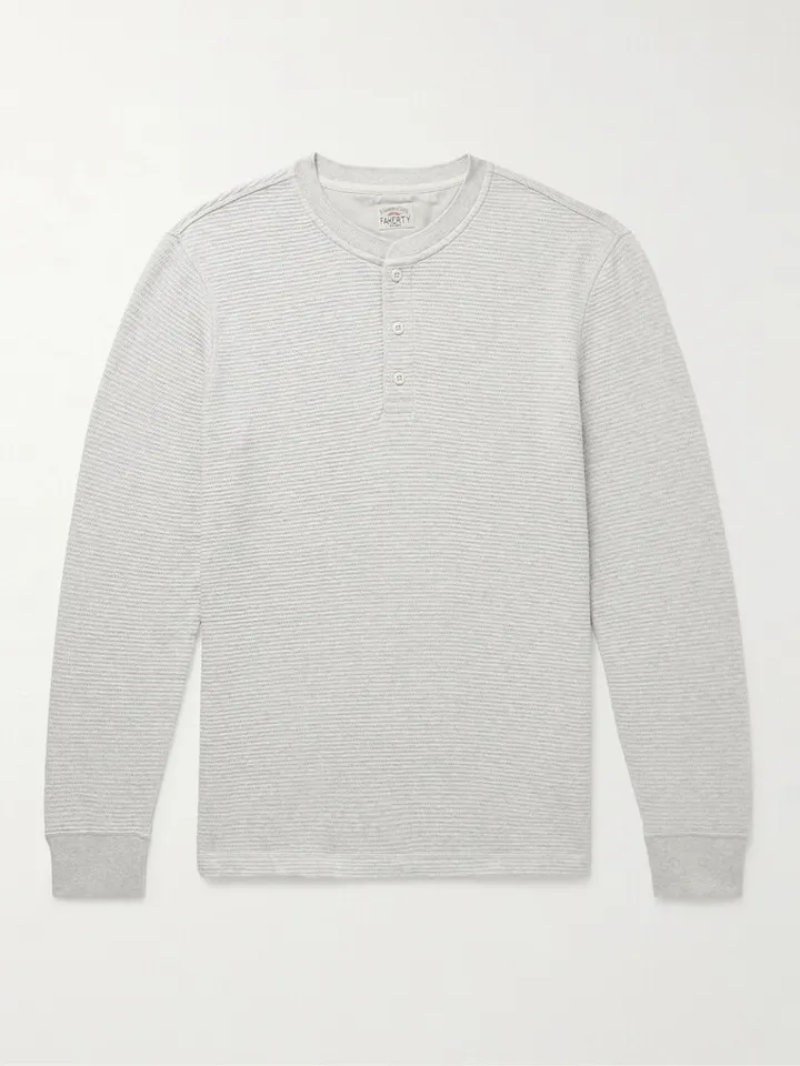 Surf Waffle-Knit Cotton-Blend Henley T-Shirt