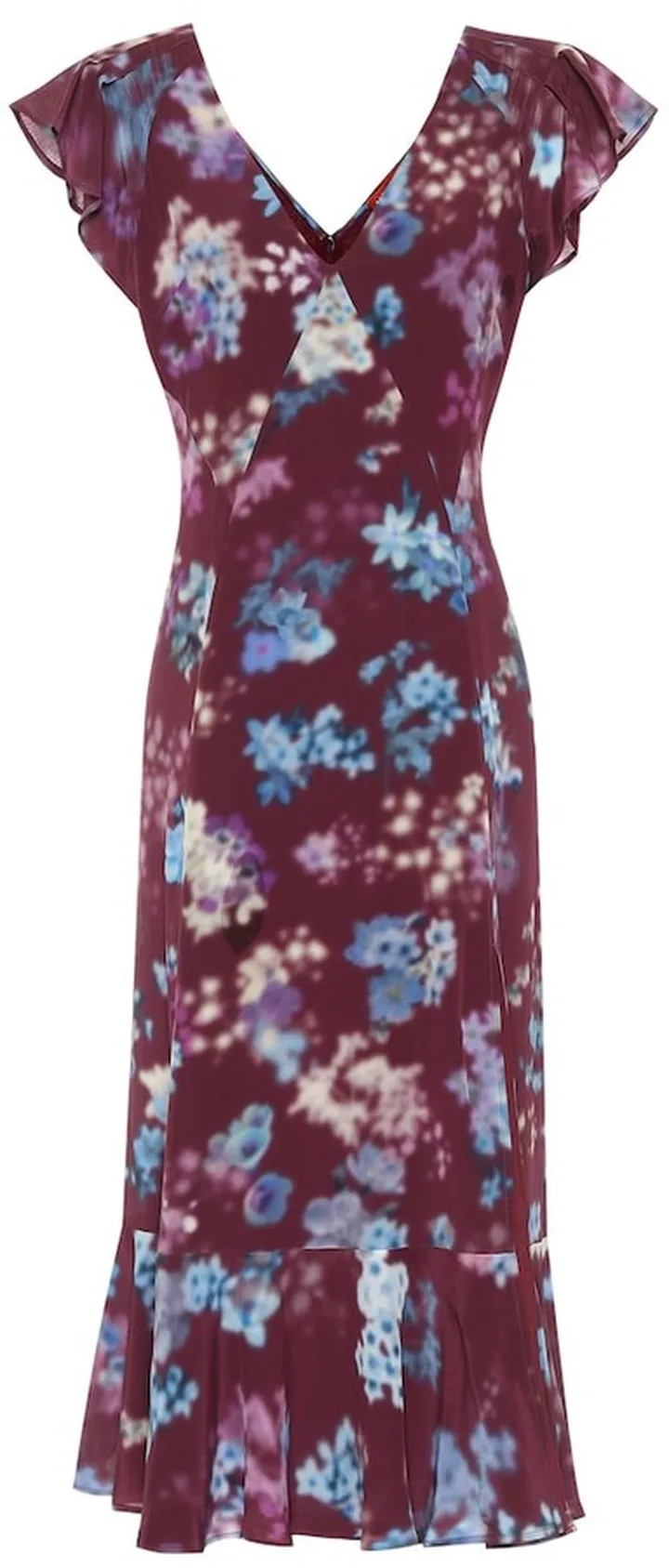 Floral silk-crepe midi dress