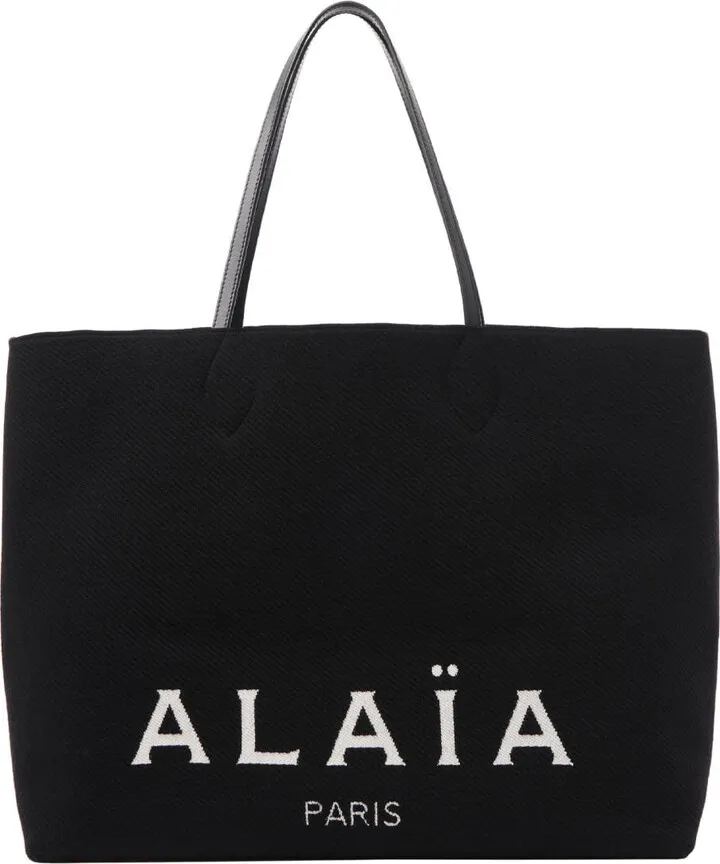 Small Knit Logo Tote Bag In Black