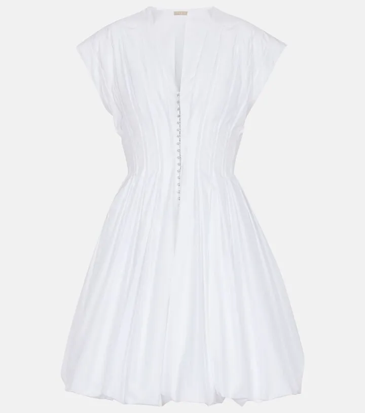 Cotton-blend pleated minidress