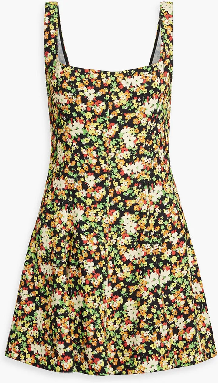 Floral-print crepe mini dress