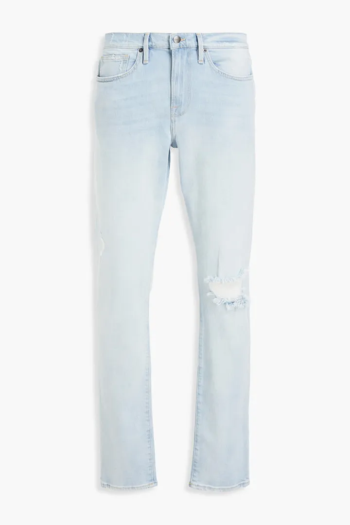 Skinny-fit distressed denim jeans