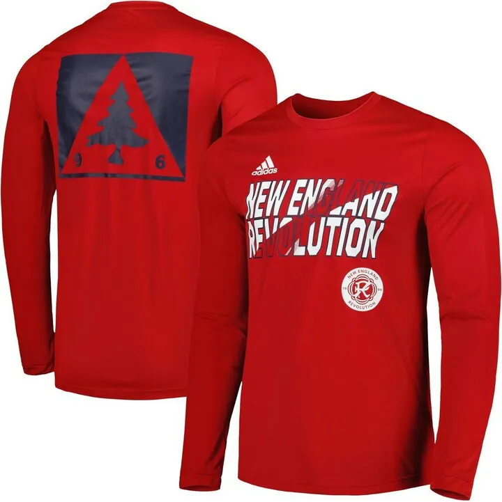 Men's adidas Red New England Revolution Jersey Hook Aeroready Long Sleeve T-shirt