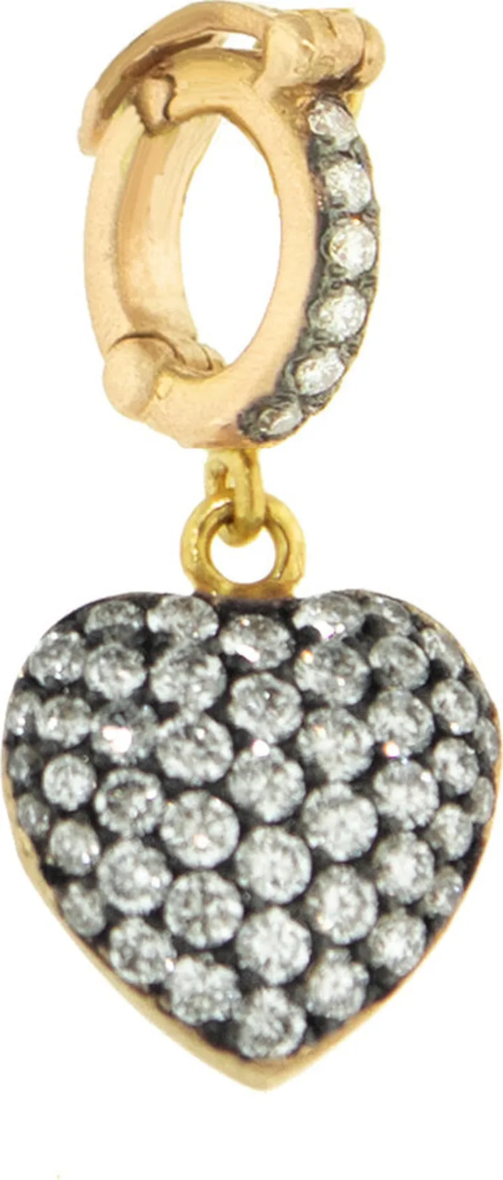 All Diamond Heart Yellow Gold Charm
