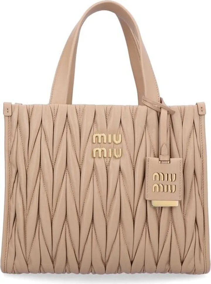 Miu Miu Logo Plaque Top Handle Tote Bag