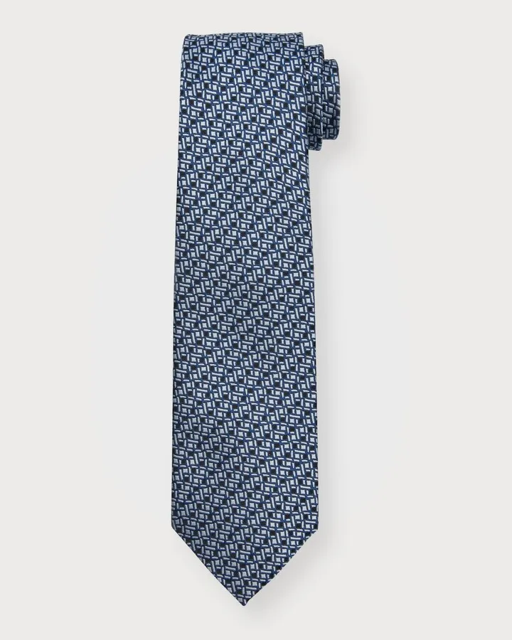 Men's Geometric Jacquard Silk Tie