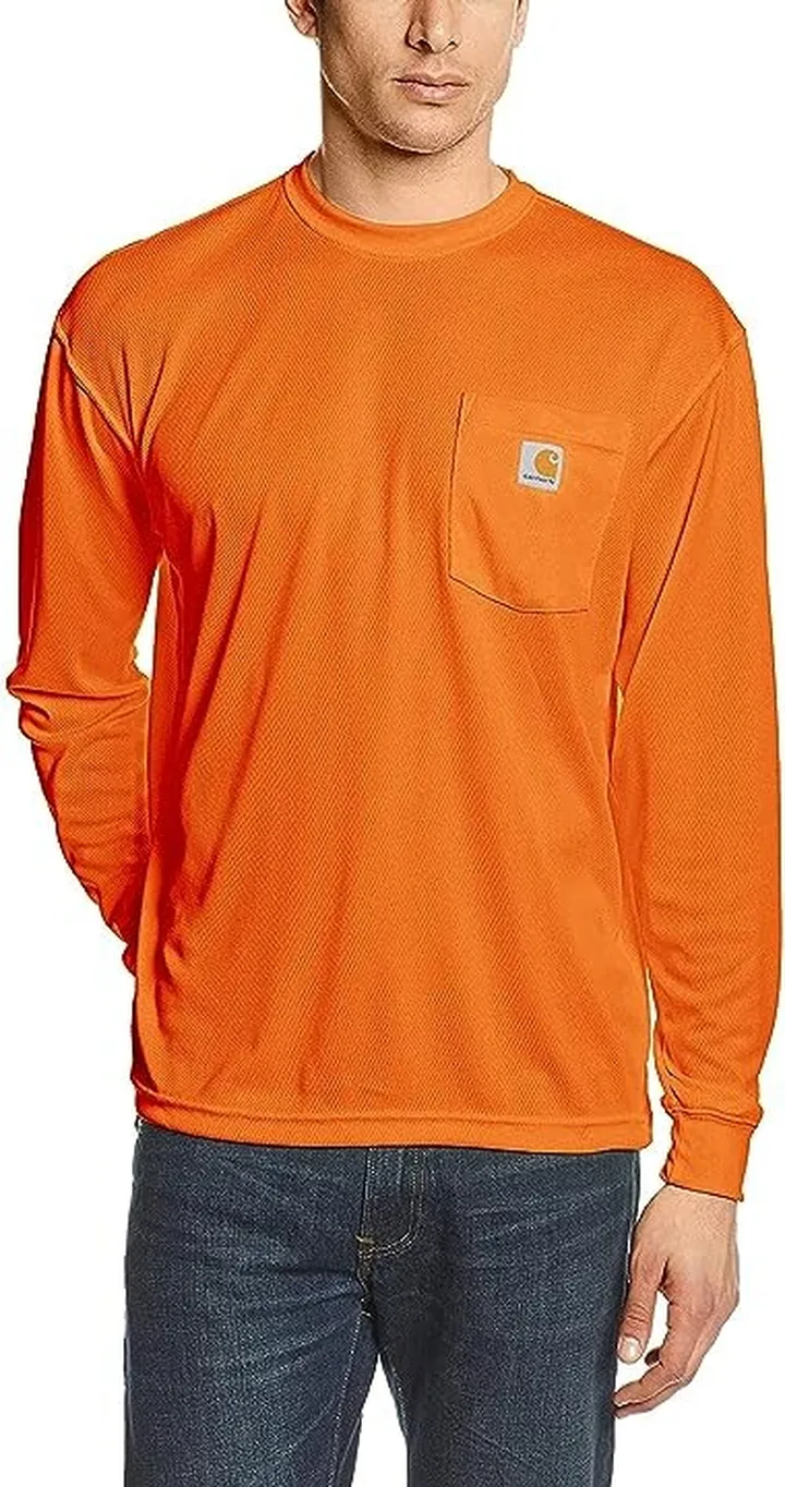 Carhartt Force Color Enhanced Long Sleeve T-Shirt (Brite Orange) Men's Clothing