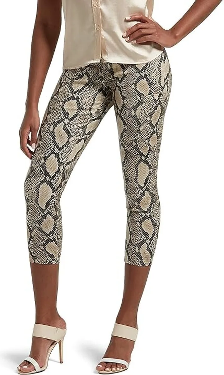 KENDALL + KYLIE KENDALL + KYLIE Women's Embossed Python Twill Capri (Brown) Women's Casual Pants