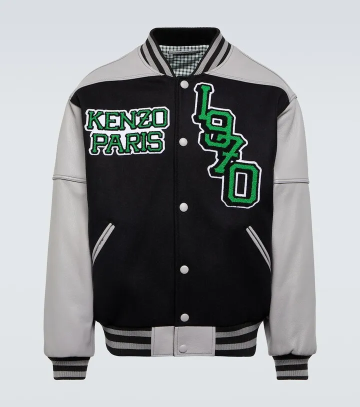 Tiger Varsity leather-paneled varsity jacket