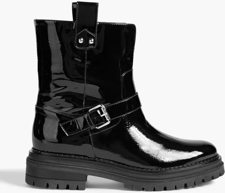 Motor patent-leather ankle boots