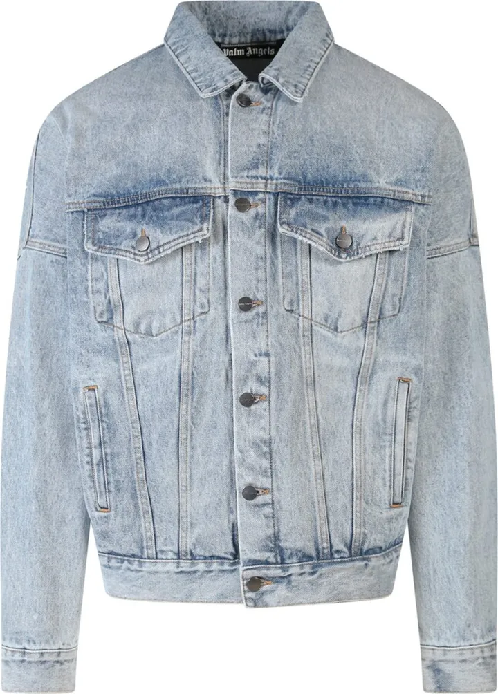 Denim jacket with back logo print