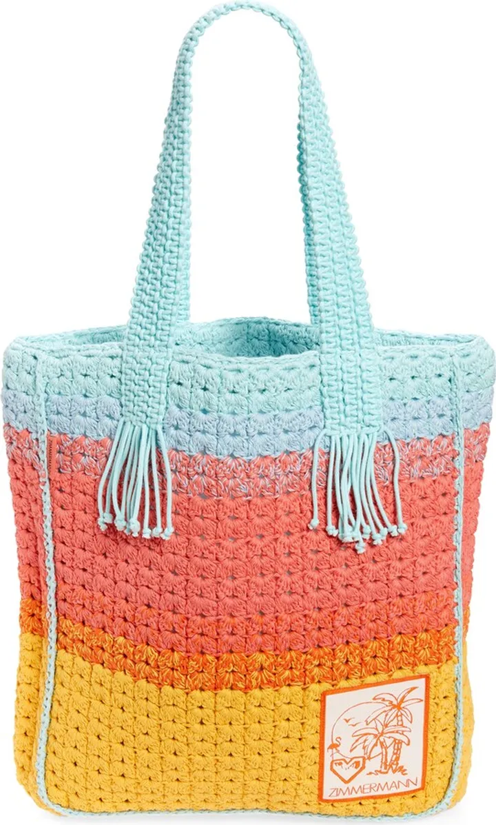 Rainbow Cotton Crocheted Tote