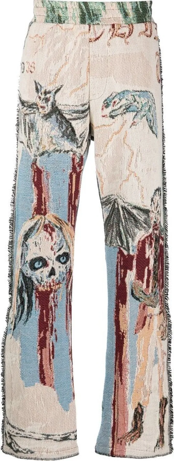 Graphic-Print Straight-Leg Trousers