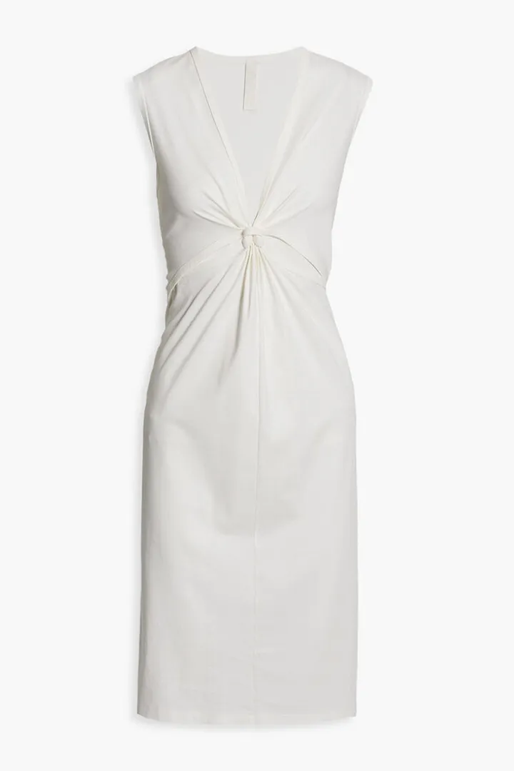 Cutout knotted cotton-jersey dress