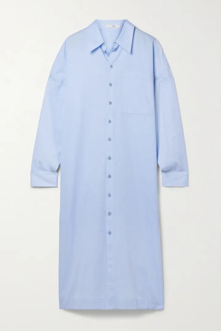Tibi - Cotton-poplin Midi Shirt Dress - Blue