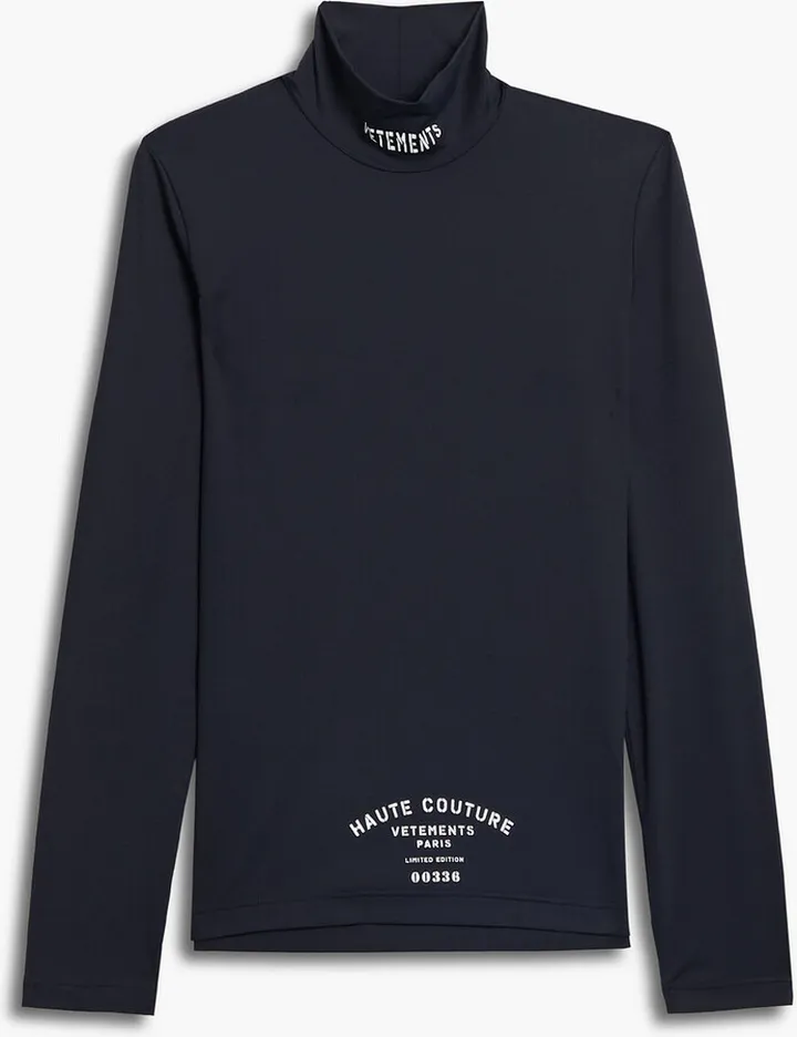 Printed jersey turtleneck top