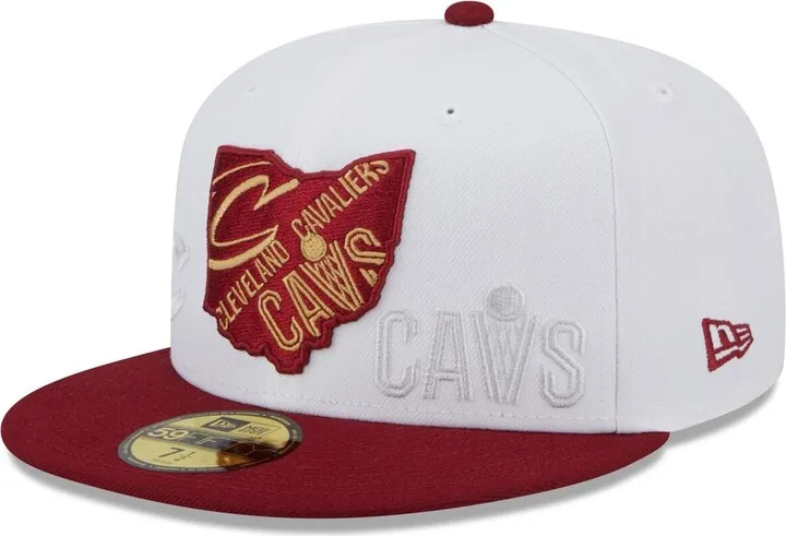 Men's New Era White and Wine Cleveland Cavaliers State Pride 59FIFTY Fitted Hat