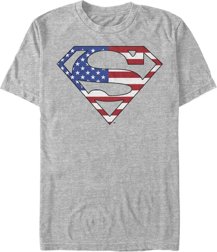 Men's Superman Red White & Blue Flag T-Shirt - Athletic Heather - 2X Big Tall