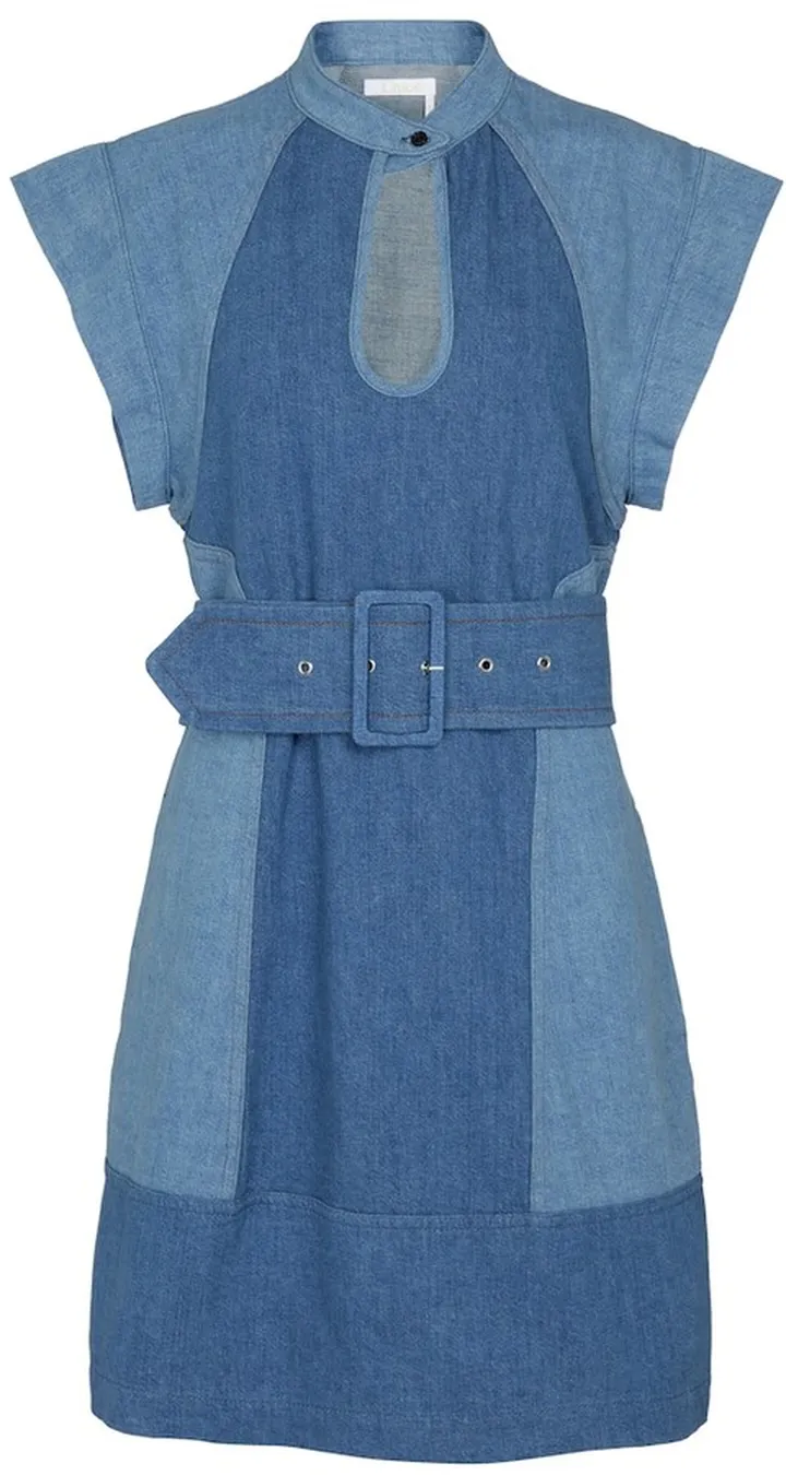 Belted denim minidress
