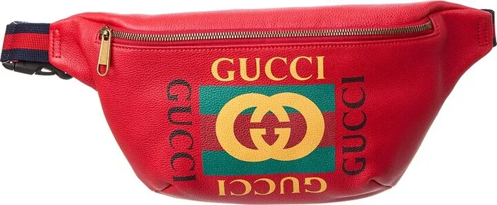 Gucci Logo Print Leather Belt Bag