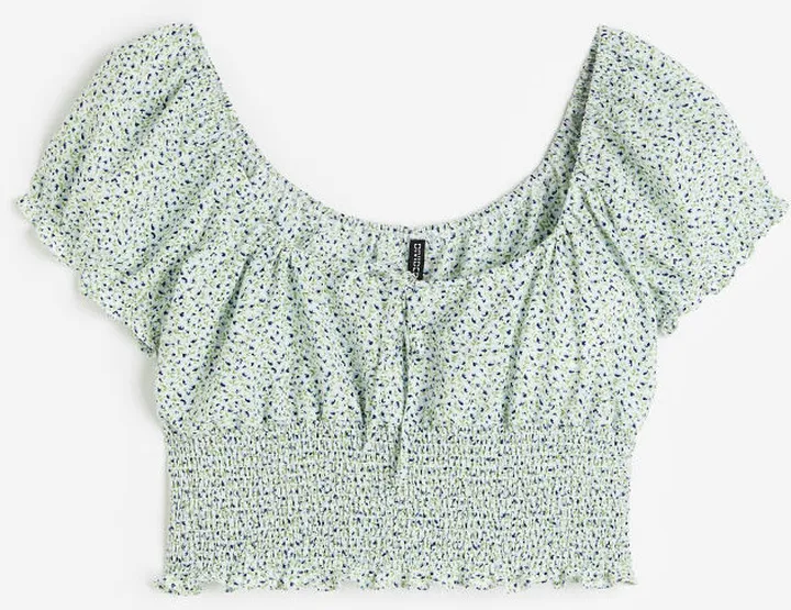 Puff-sleeved Smocked Blouse