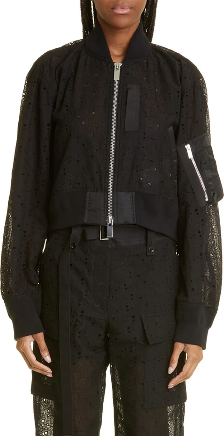 Logo Lace Bomber Jacket