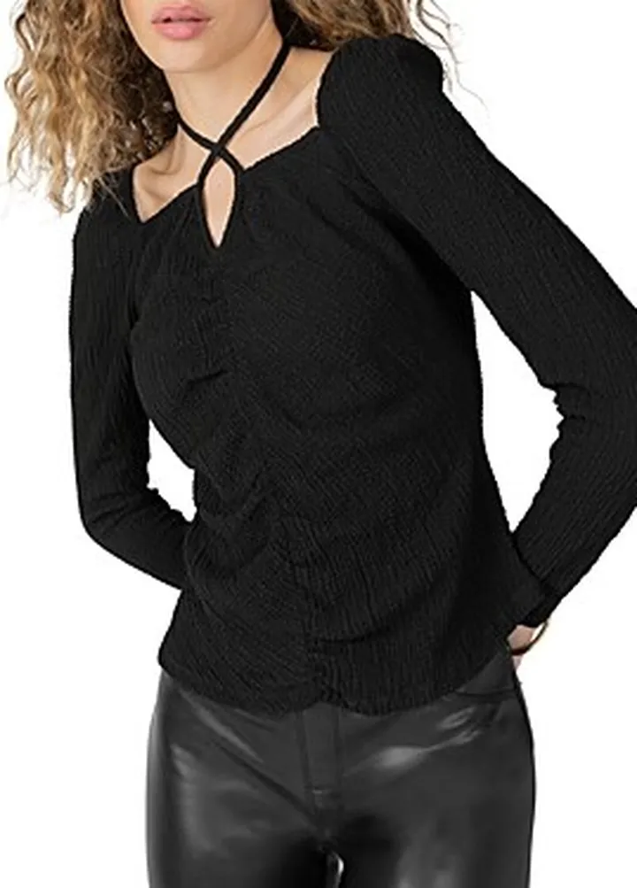Sanctuary Halter Detail Long Sleeve Top