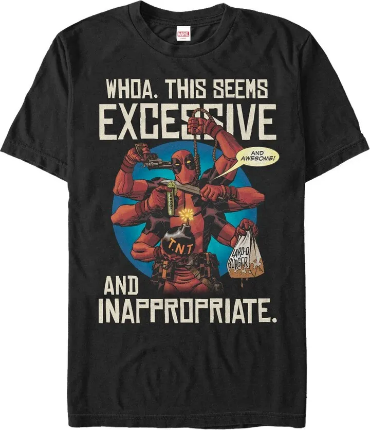 Men's Marvel Deadpool Excessive Behavior T-Shirt - Black - Large