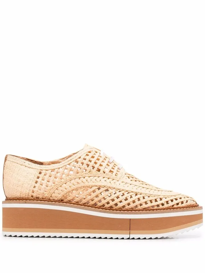 lace-up lattice Oxford shoes