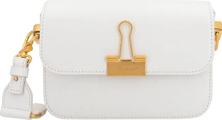 Leather shoulder bag with engraved logo