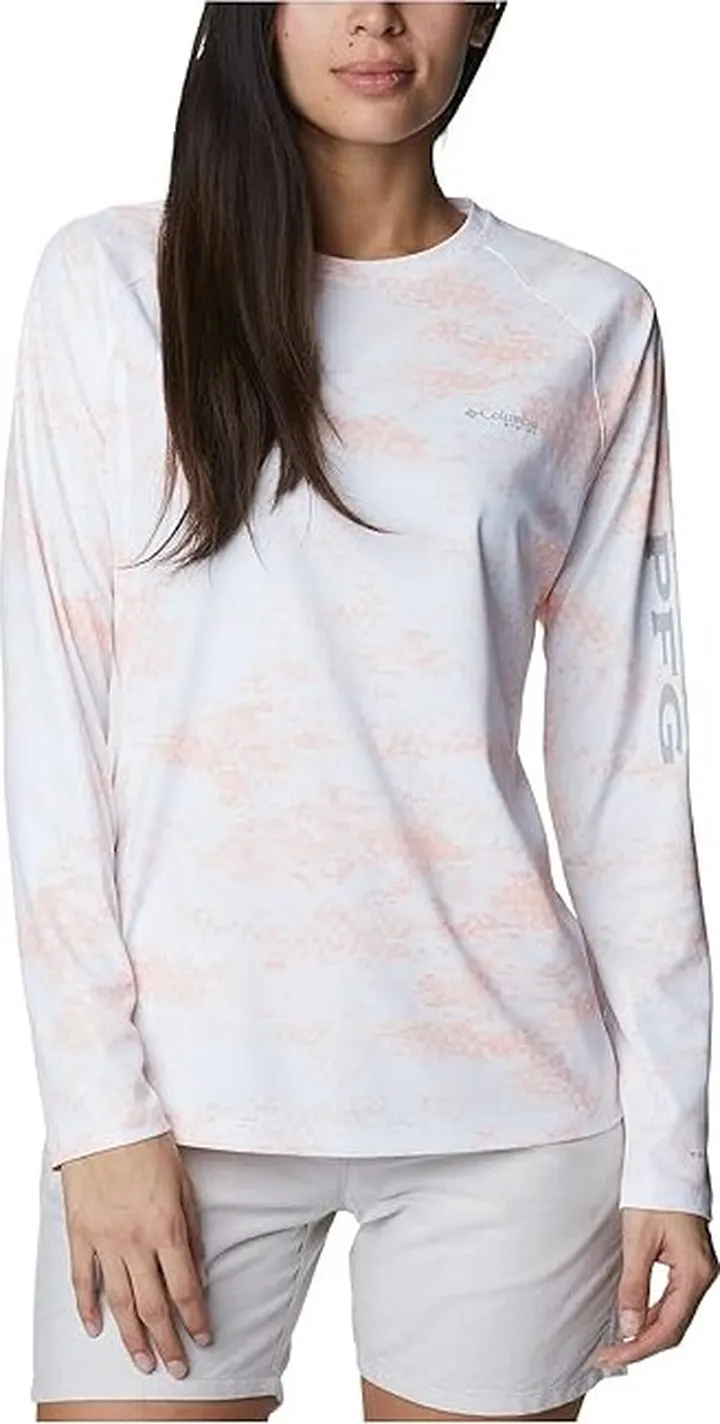 Columbia Printed Tidal Deflector Long Sleeve (Tiki Pink PFG Camo) Women's Clothing