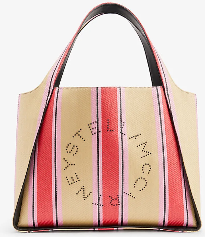 Womens Red Circle Woven Tote bag
