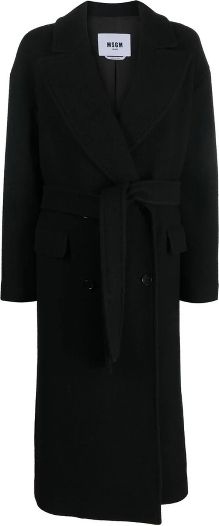 Belted-Waist Midi Coat