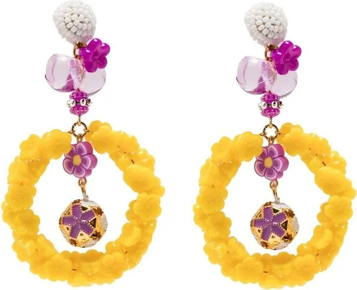 Floral Appliqué Drop Earrings