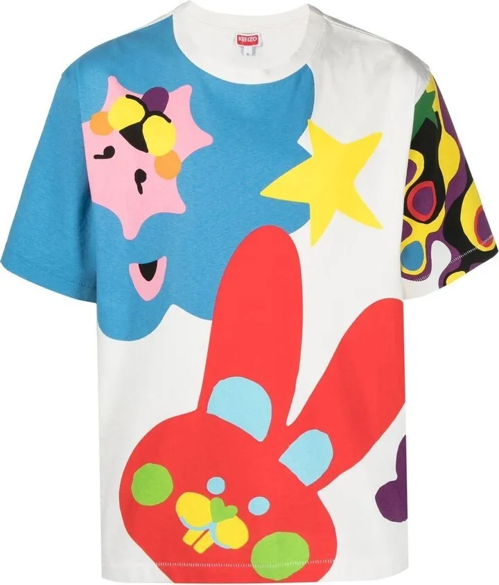 White Graphic-Print Short Sleeve T-Shirt